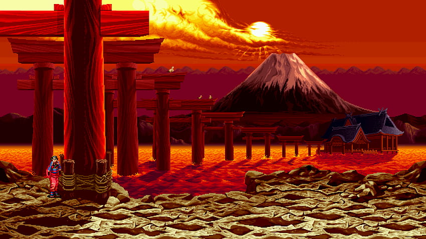 Eight Bit Sunset , Red Pixel Art HD wallpaper