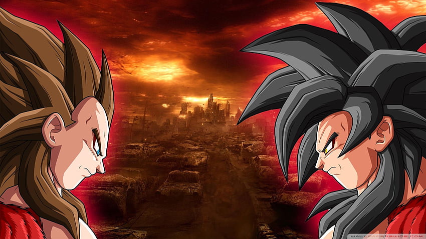 Dragon Ball Z ., Vegeta และ Goku หน้าจอคู่ วอลล์เปเปอร์ HD