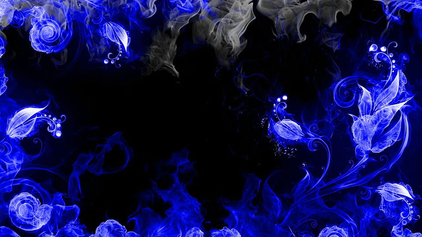 . Epischer Hintergrund: Blaue Flammen des Feuereffekts, Raucheffekt HD-Hintergrundbild