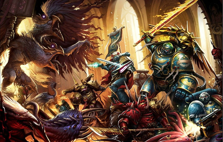 Chaos, Space Marines, Dämonen, Ultramarines, Warhammer 40 HD-Hintergrundbild