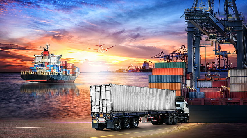 Logistics import export background of Container Cargo ship in seaport,  Freight Transportation. Generative AI - Backgrounds & Textures - indivstock