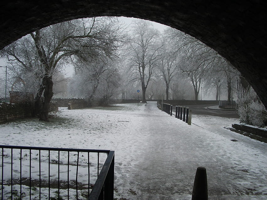 An der Themse Windsor England, Schnee, Eis HD-Hintergrundbild