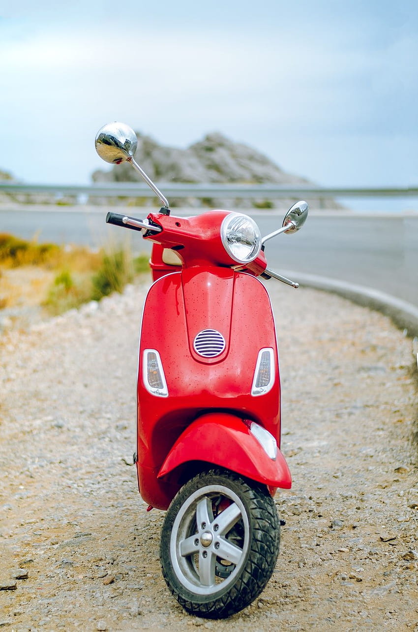 Red Scooter, Moped HD phone wallpaper