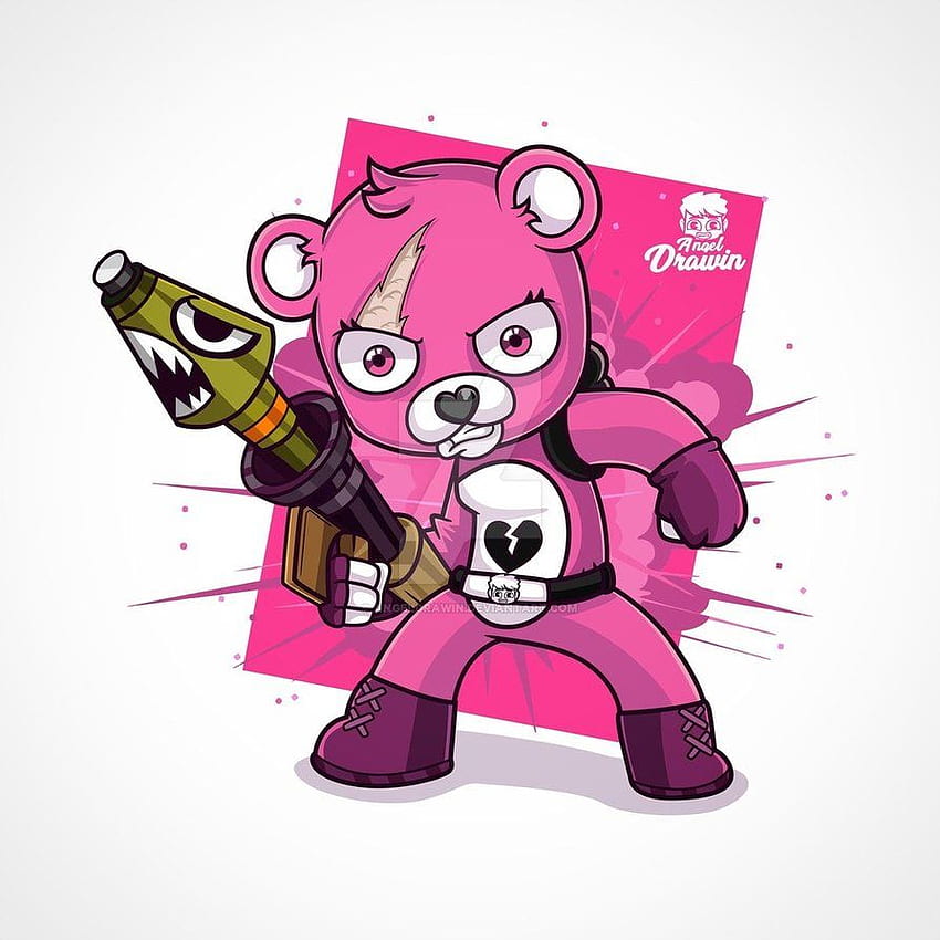 Fortnite Battle Royale Skin Oso Rosa, Pink Bear Fortnite Skin Sfondo del telefono HD