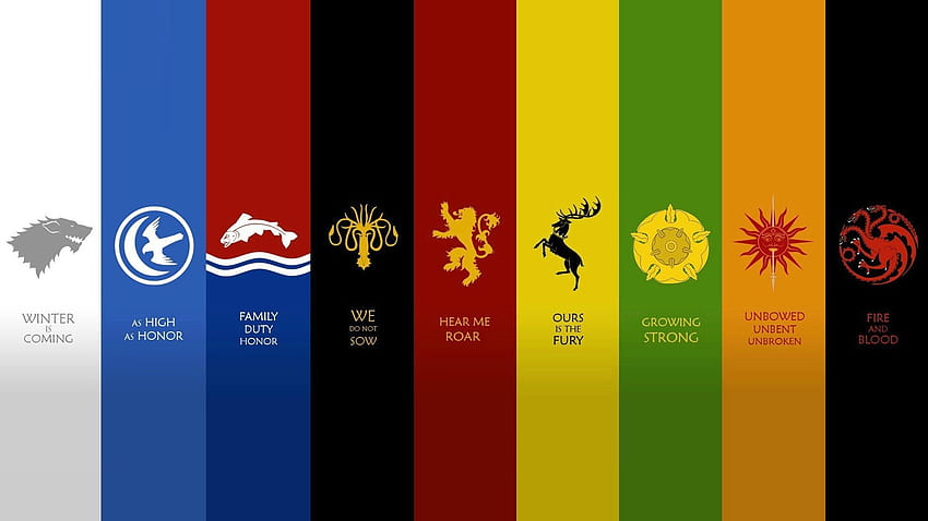 Pieśń Lodu i Ognia Emblematy Fantasy Art Game Thrones George R. Martin House Arryn Baratheon Greyjoy Lannister Mormont Domy Stark Targaryen Tully Cytaty ... Tapeta HD