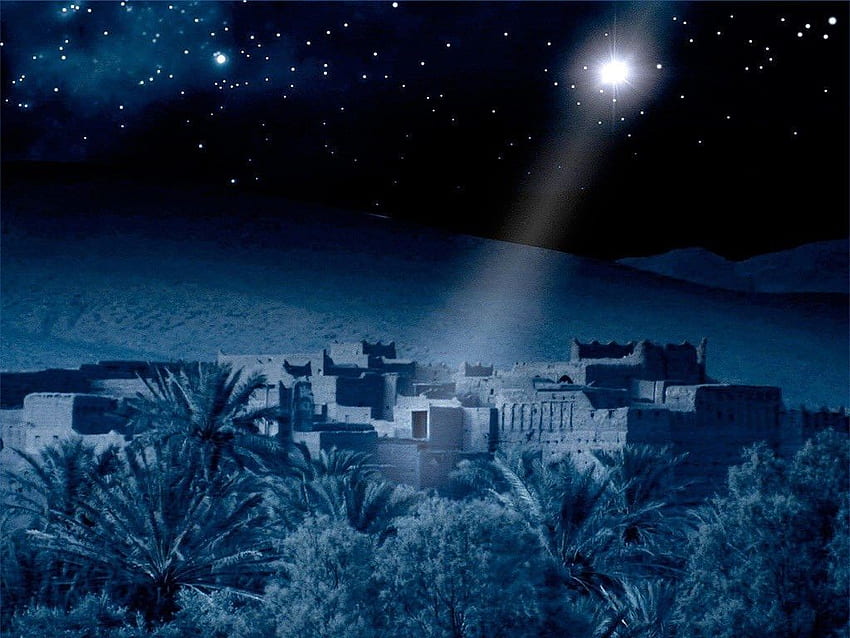 Biblia - Pasterze oddają cześć Jezusowi - Opowieść bożonarodzeniowa: Aniołowie ogłaszają narodziny Jezusa pasterzom spoza Betlejem (Łk 2:8-21) Tapeta HD