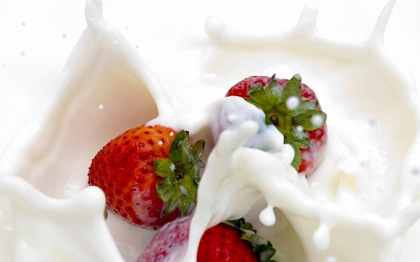 Strawberry Shake, milk, strawberry, shake, abstract HD wallpaper