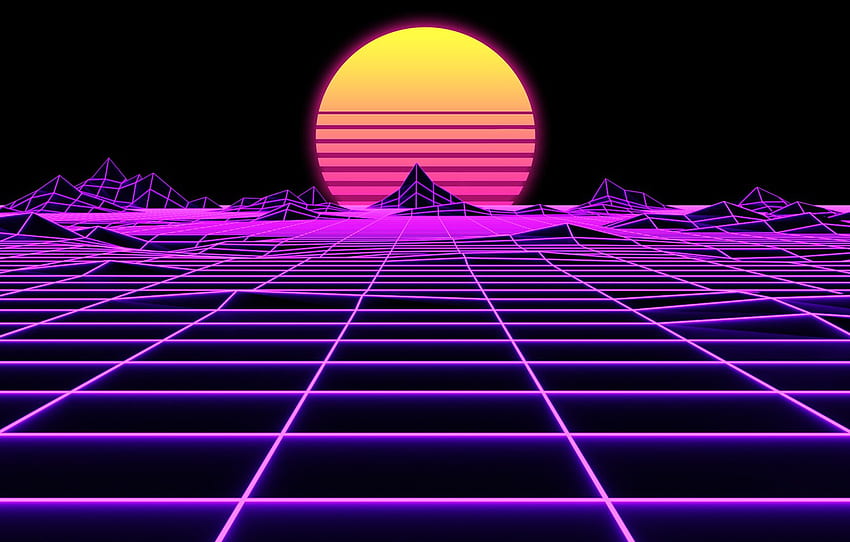 The sun, Music, Star, Style, Background, 80s, Style, Neon, Illustration, 80's, Synth, Retrowave, Synthwave, New Retro Wave, Futuresynth, Sintav for , section рендеринг HD wallpaper