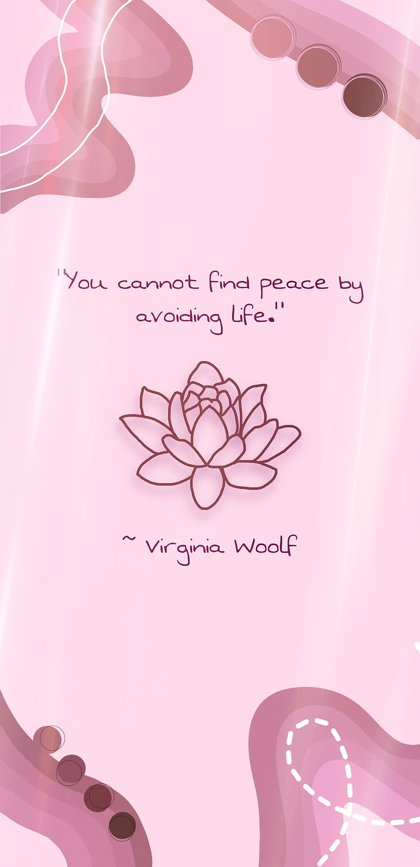 Peace, Woolfe, minimal, pink, quote, lotus, simple, Virginia HD phone wallpaper