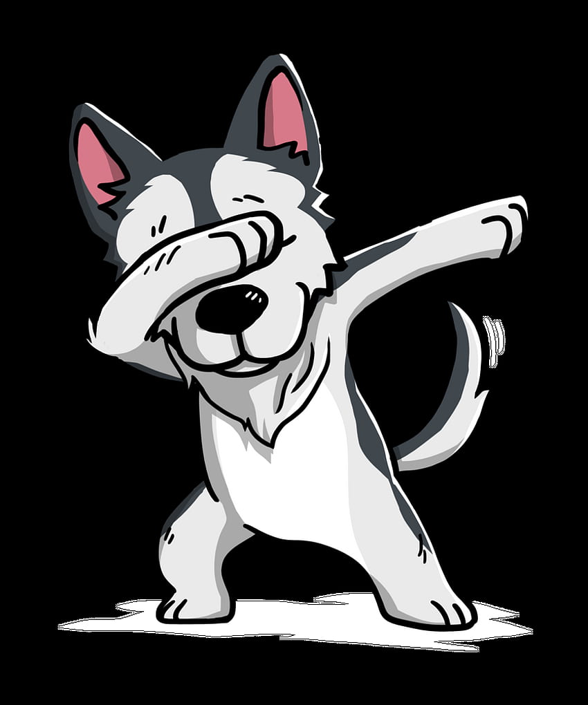 Husky siberiano divertido Dabbing Lámina artística de BarkTrends X Small. Dibujo de Husky, lindos cachorros de Husky, dibujo de gato y perro, dibujos animados de Husky fondo de pantalla del teléfono