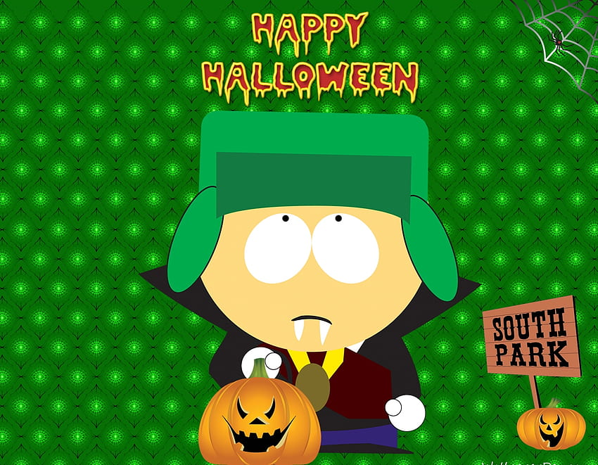 SOUTH PARK HALLOWEEN, halloween, cartoon, green, pumpkin, south park, kid HD wallpaper