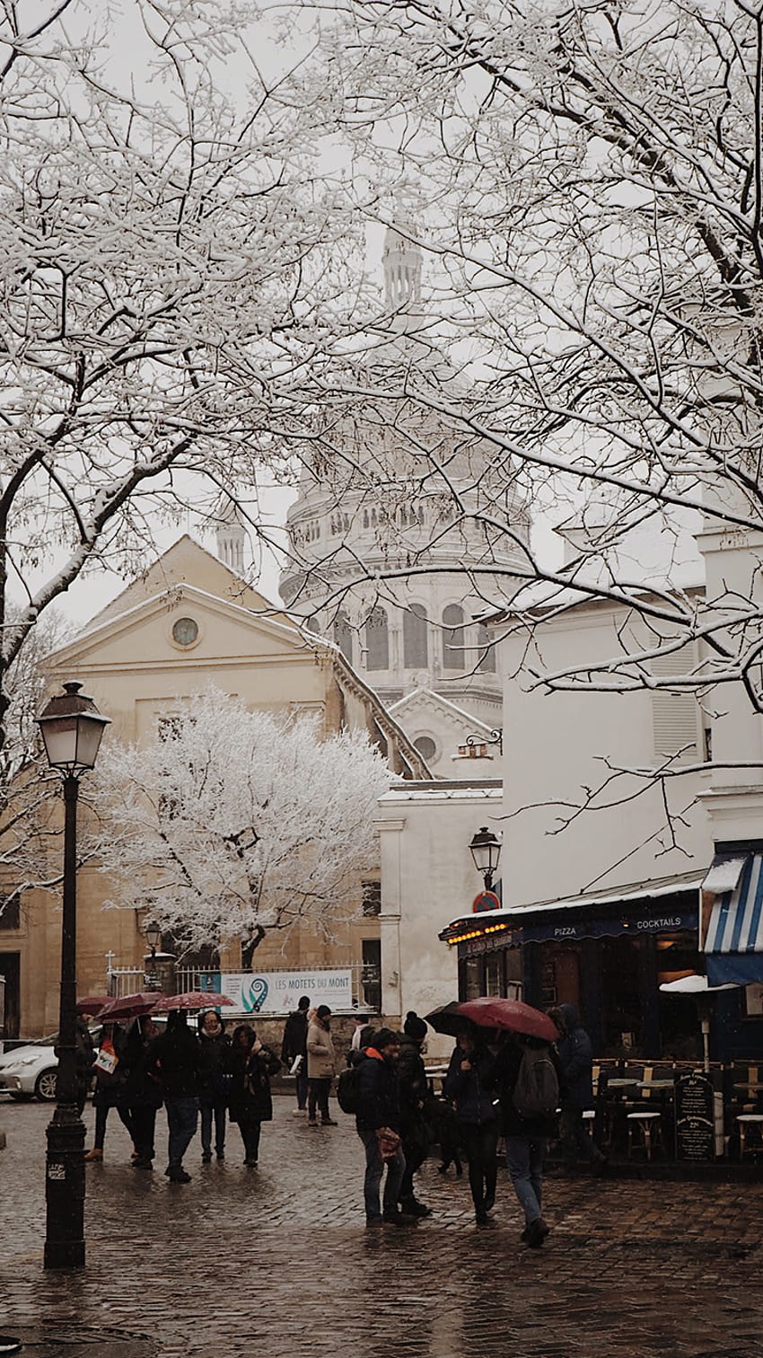 - パリのモンマルトルに雪が降る iPhone 6 7 8 - パリと一緒に HD電話の壁紙