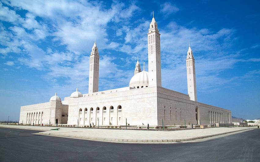 Große Sultan-Qaboos-Moschee, Muscat, Oman, Morgen, Moschee, Hauptmoschee, Sultanat Oman, Islam für mit Auflösung. Gute Qualität HD-Hintergrundbild