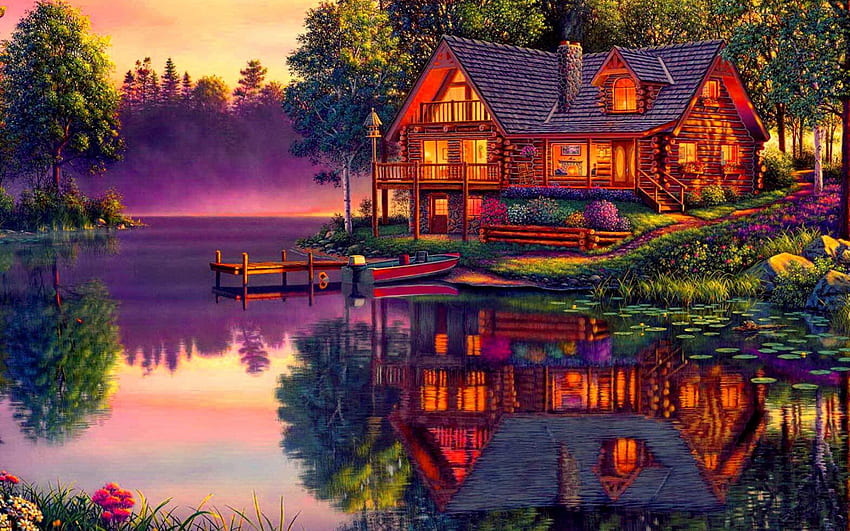 Fond de la maison du lac, Lakehouse Fond d'écran HD