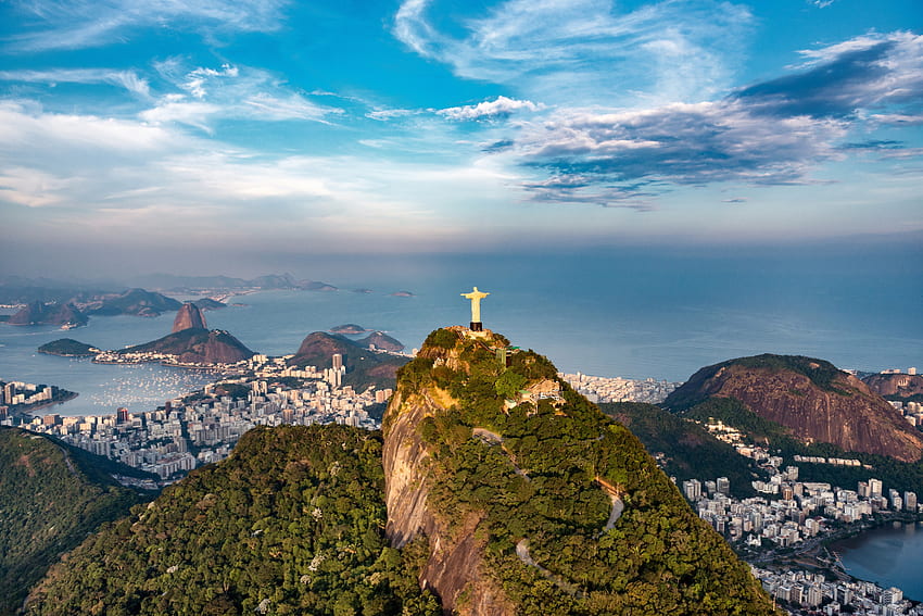 Cliffs of Rio de Janeiro, aerial view, city HD wallpaper