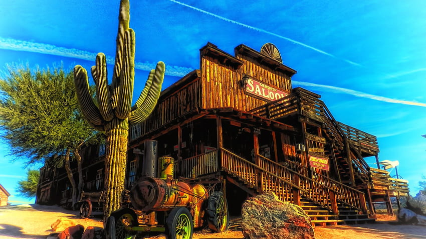 Saloon in the Wild West (), Wild West Landscape HD wallpaper