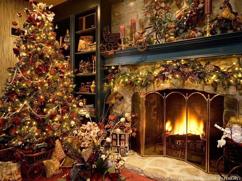 Christmas Fireplace HD wallpaper