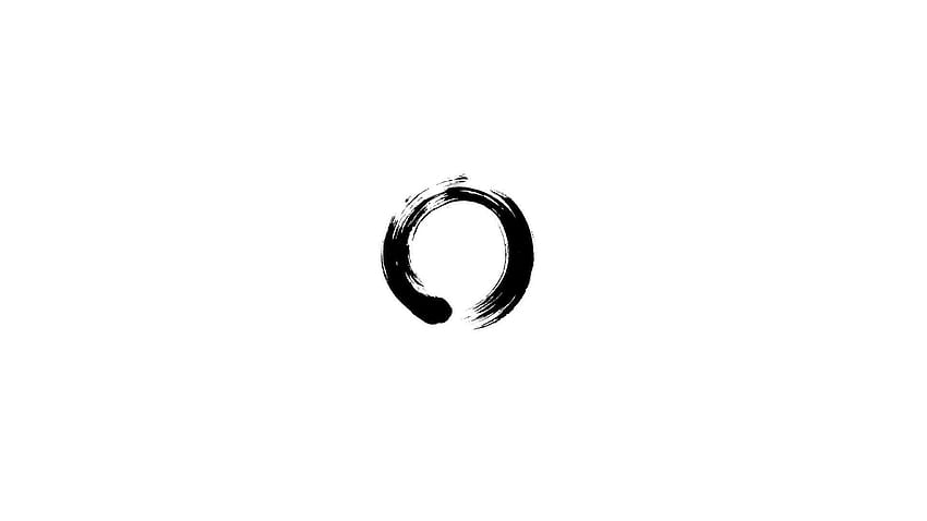 zen, Ensō, Círculo, Minimalismo, Fundo preto / móvel, Enso Circle papel de parede HD
