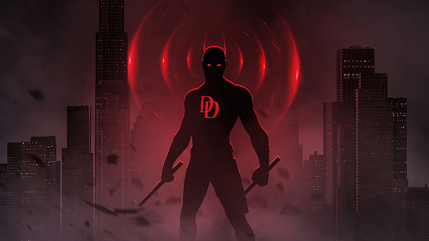 Daredevil, фен арт, силует HD тапет