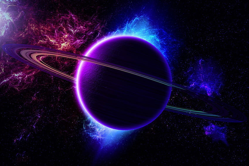 Saturn. Fantastischer animierter Saturnraum mit HD-Hintergrundbild