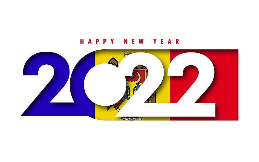 Frohes neues Jahr 2022 Moldawien, weißer Hintergrund, Moldawien 2022, Moldawien 2022 Neujahr, 2022 Konzepte, Moldawien, Flagge Moldawiens HD-Hintergrundbild