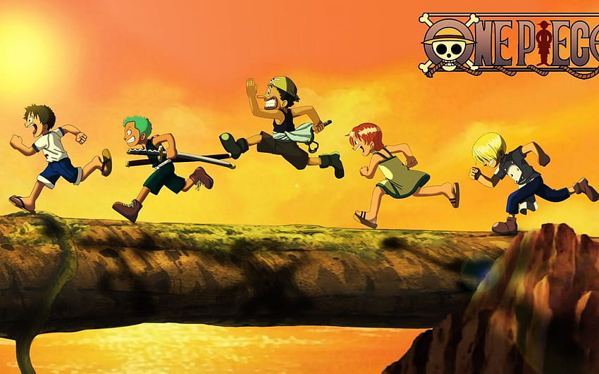 One Piece Kid Luffy Zoro Usopp Nami y Sanji fondo de pantalla