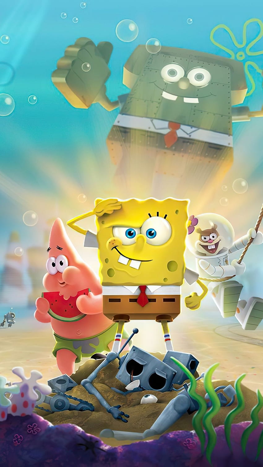 SpongeBob Kanciastoporty, pod wodą, animowany. Kreskówka, SpongeBob, SpongeBob iphone, SpongeBob Tapeta na telefon HD