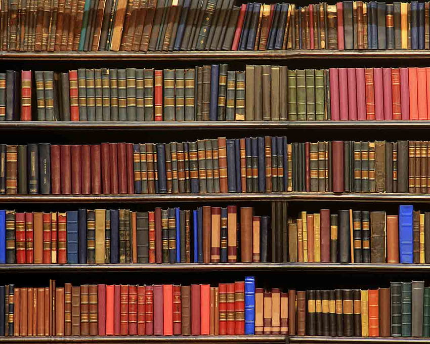 Mural de libros de biblioteca, computadora portátil de biblioteca fondo de pantalla