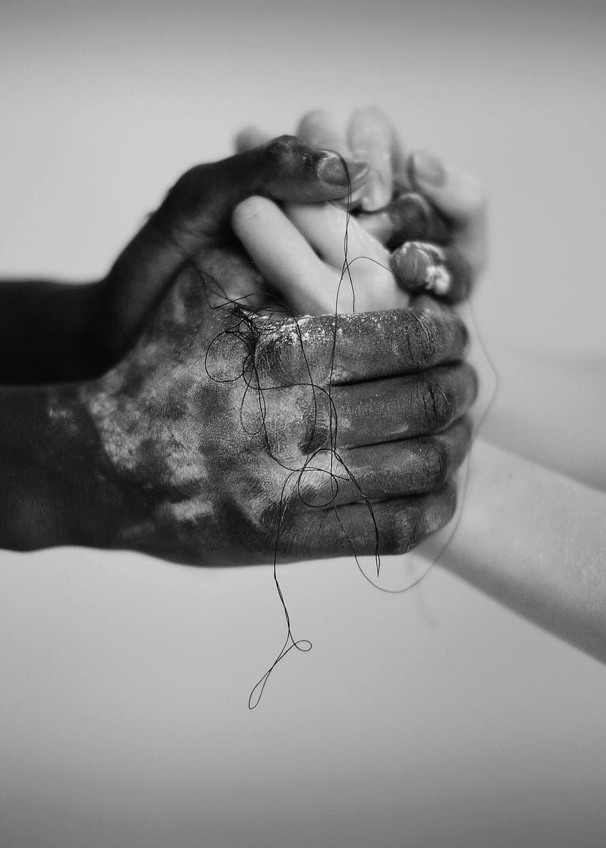 Minimalism, Hands, Bw, Chb, Thread, Touching, Touch, Connection, Communication HD phone wallpaper
