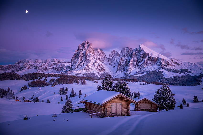 The-Dolomites, Dolomites, Winter, The, nature HD wallpaper