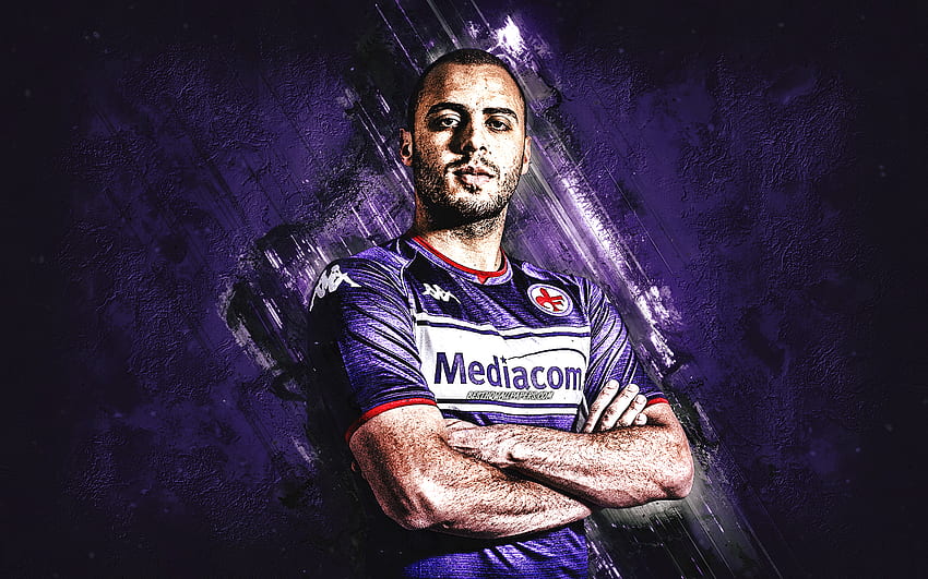 Arthur Cabral, ACF Fiorentina, brazilian soccer player, purple stone background, Serie A, football, Italy, Cabral Fiorentina HD wallpaper