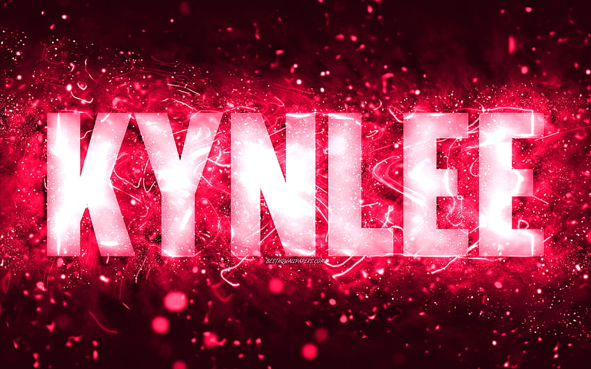 Happy Birtay Kynlee, , pink neon lights, Kynlee name, creative, Kynlee ...