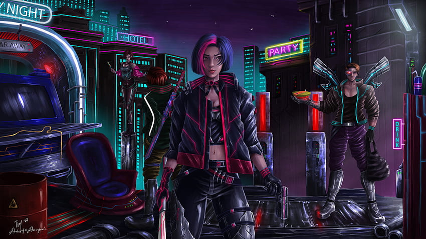 cyberpunk 2077 NEON girl HD Wallpapers - Eyecandy for your XFCE