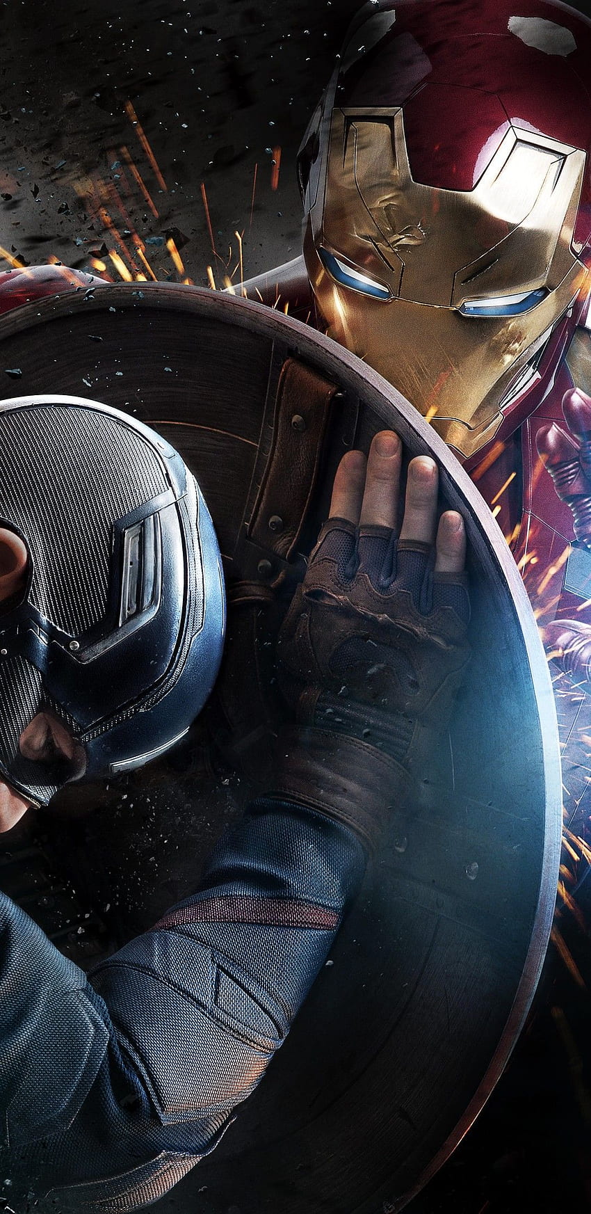 Teléfono Capitán América: Civil War. Iron man vs capitan fondo de pantalla del teléfono