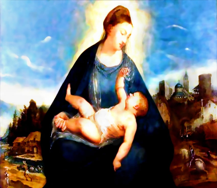 The Masterpiece, catholic, weeping, glory, madonna, christ, religion HD wallpaper