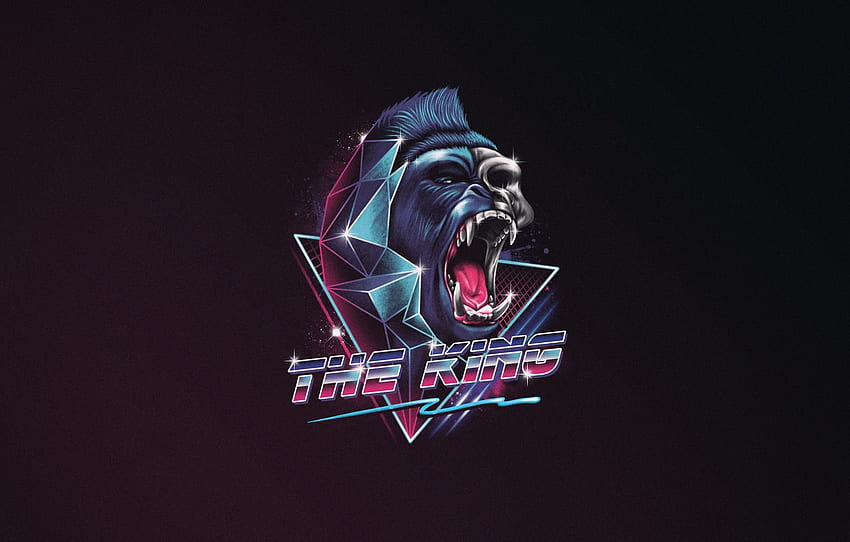 Minimalism, Background, Neon, Gorilla, Synth, The King, Retrowave, Synthwave, New Retro Wave, Futuresynth, Sintav, Retrouve, by Vincenttrinidad, Vincenttrinidad, by Vincent Trinidad, Vincent Trinidad for , section минимализм HD wallpaper