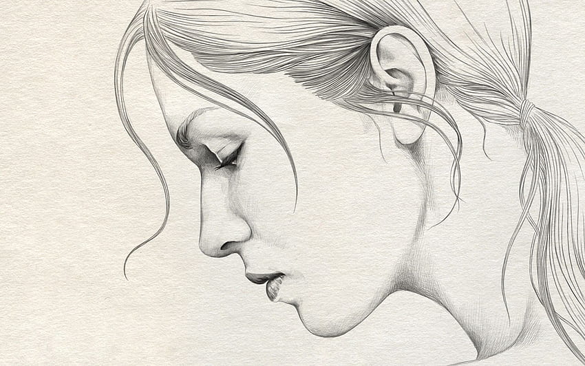 Women Pencil Drawing, Pencil Sketch HD wallpaper