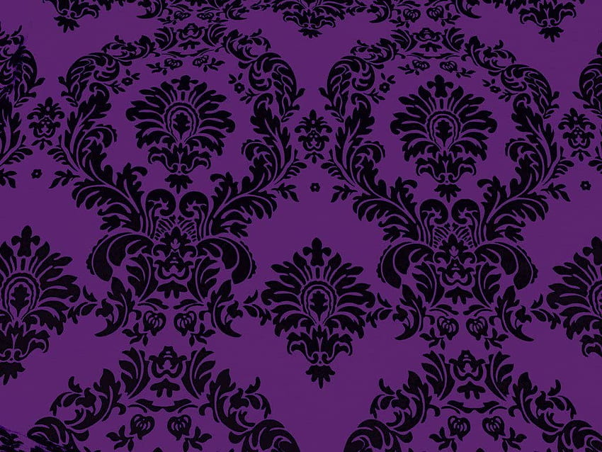 Taffettà floccato damascato viola con tessuto floccato nero 58 pollici tagliato a misura da The Fabric Exchange Sfondo HD