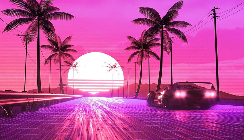 Portátil retro de los años 80, rosa retro fondo de pantalla