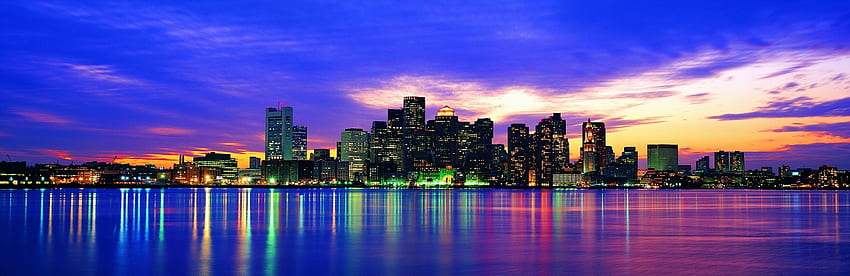 Huge Panoramic Foto Of Usa Cities High Resolution Panorama - Dual Monitor Boston - - HD wallpaper