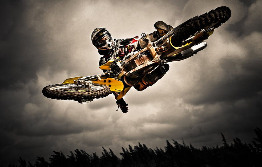 Jump, Motorcycle, Dirt bike, Extreme sport for , section спорт HD wallpaper