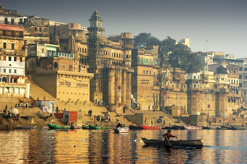 agua, ciudad, Varanasi / y móvil, río Ganges fondo de pantalla
