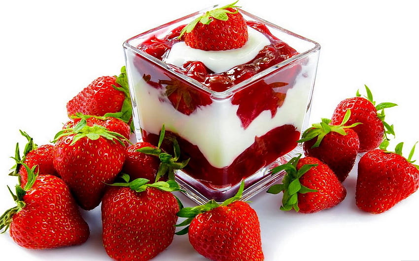 Food, Strawberry, Desert, Layers, Cream, Berry HD wallpaper