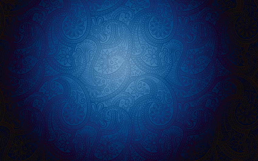 Latar Belakang Pola Biru Artistik dengan Motif Batik Modern Wallpaper HD