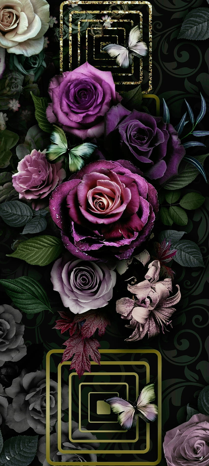 Mosaic Rose, rosa tea ibrida, fiori, rosa, farfalla Sfondo del telefono HD