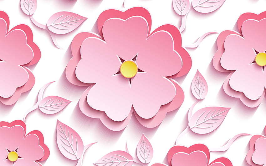 fiori rosa 3D, motivi floreali, trame 3D, con fiori, trame floreali, floreale rosa per con risoluzione. Cartone animato fiore rosa di alta qualità Sfondo HD