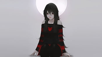 Artwork, anime girl, black dress, beautiful HD wallpaper