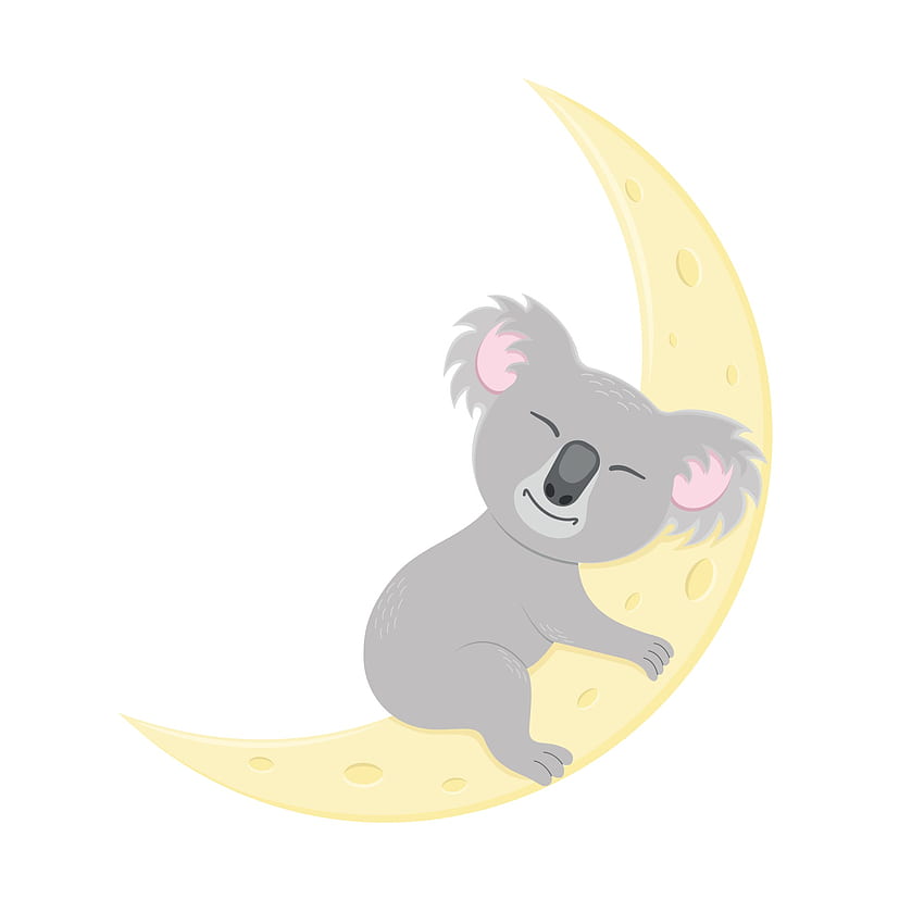 Cute koala sleeping on moon. Sweet Australian bear character in childish style for nursery or baby shower party design, greeting or invitation card 2916093 Vector Art at Vecteezy, Cute Koala Cartoon HD phone wallpaper