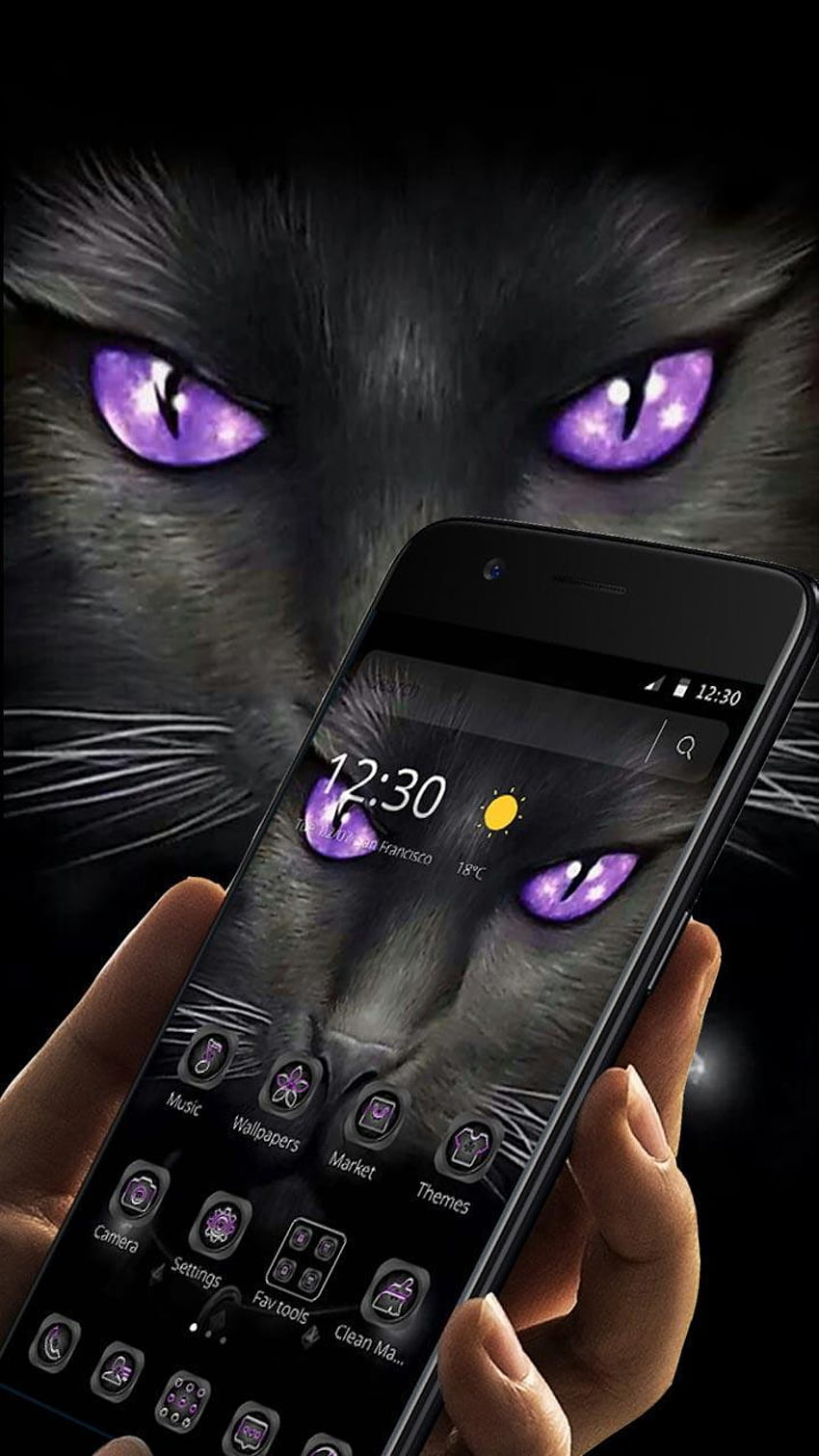 Black Evil Cat Dark Theme for Android, Evil Black Cat HD phone wallpaper