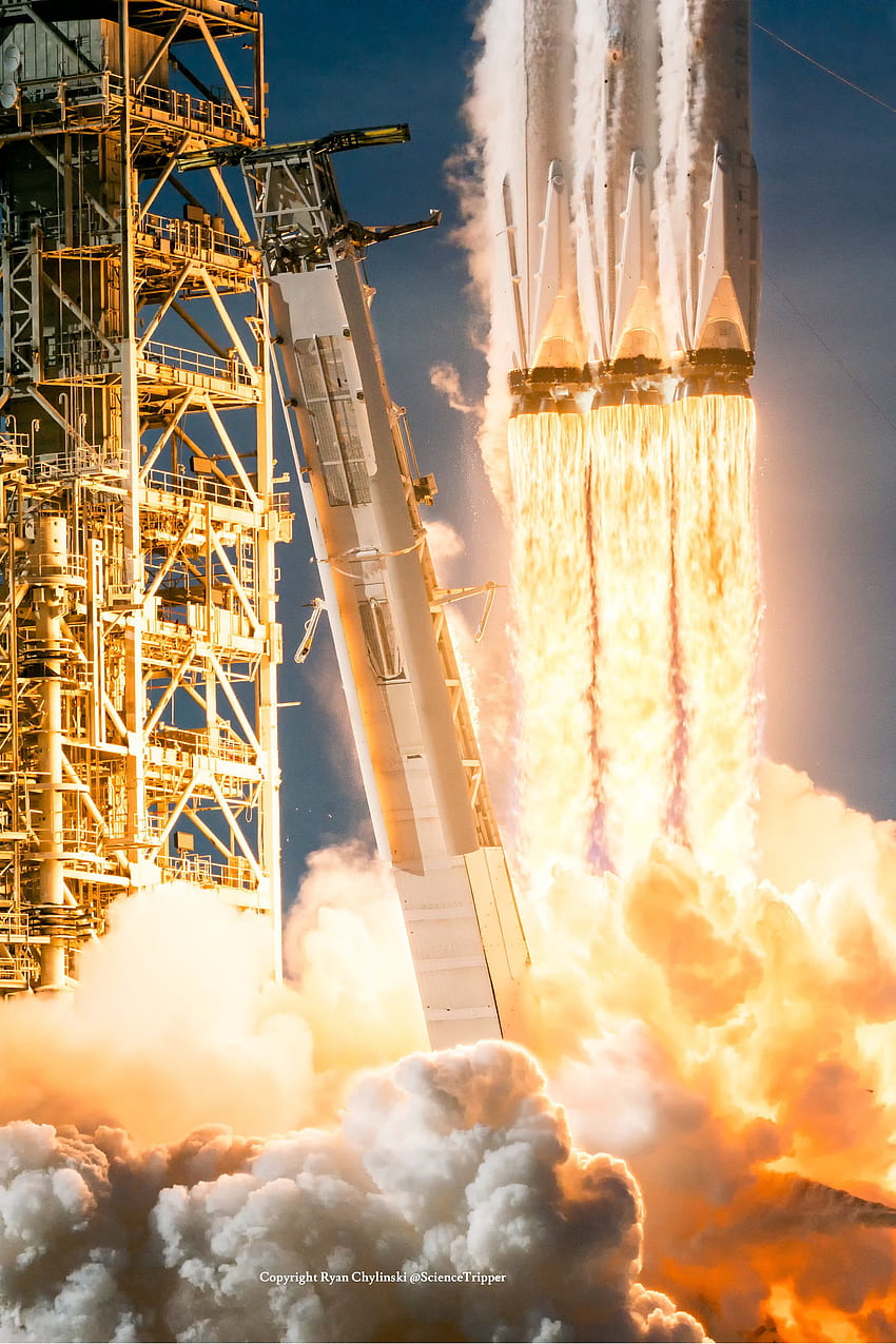 Spacex Falcon Heavy Poster Engine รายละเอียดการเปิดตัวครั้งแรก วอลล์เปเปอร์โทรศัพท์ HD
